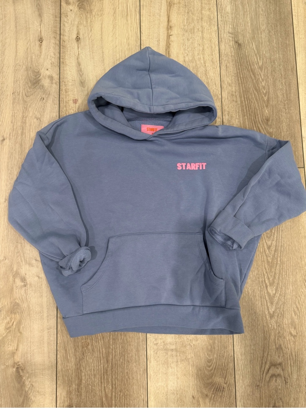 Starfit Women's Dusty Blue Pullover Hoodie with Pink Logo